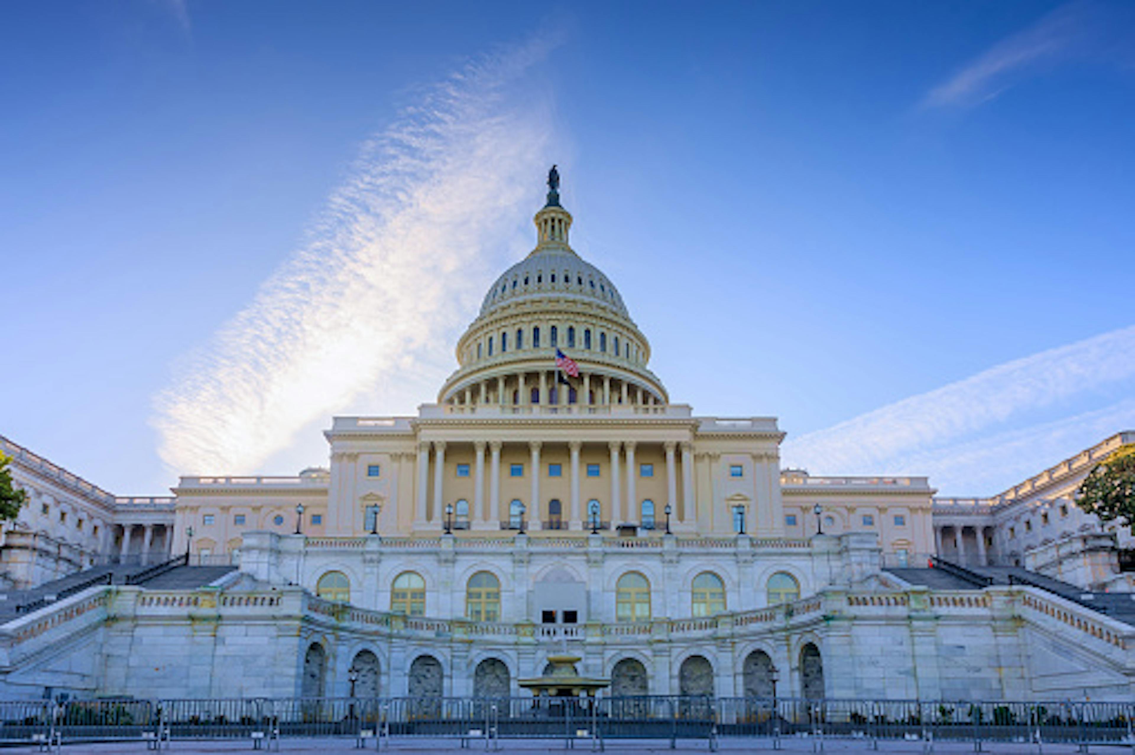 The East Side of the US Capitol Building in the early morning, Washington DC, USA.
