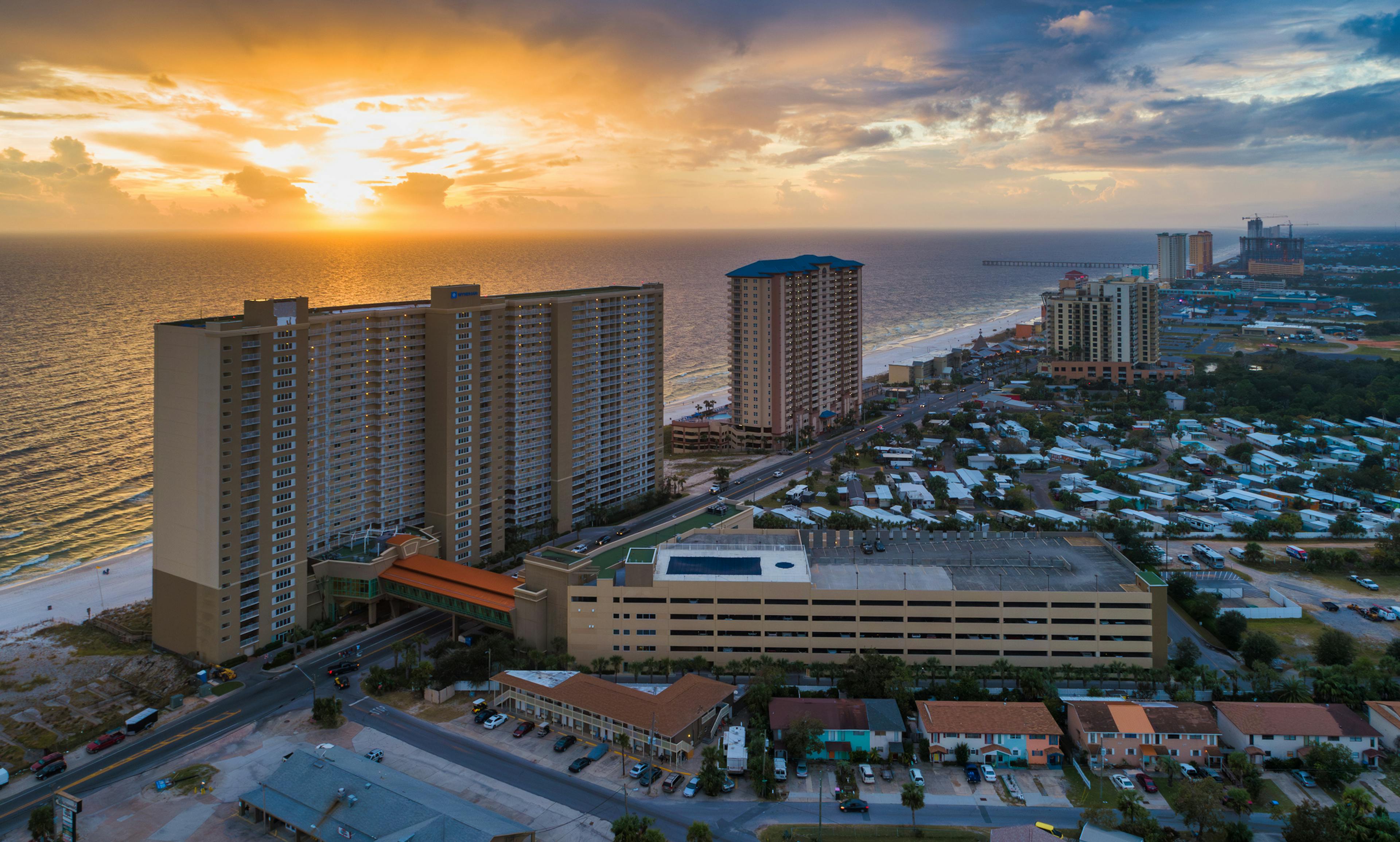 Panama City Beach, Florida Coastline During Sunset