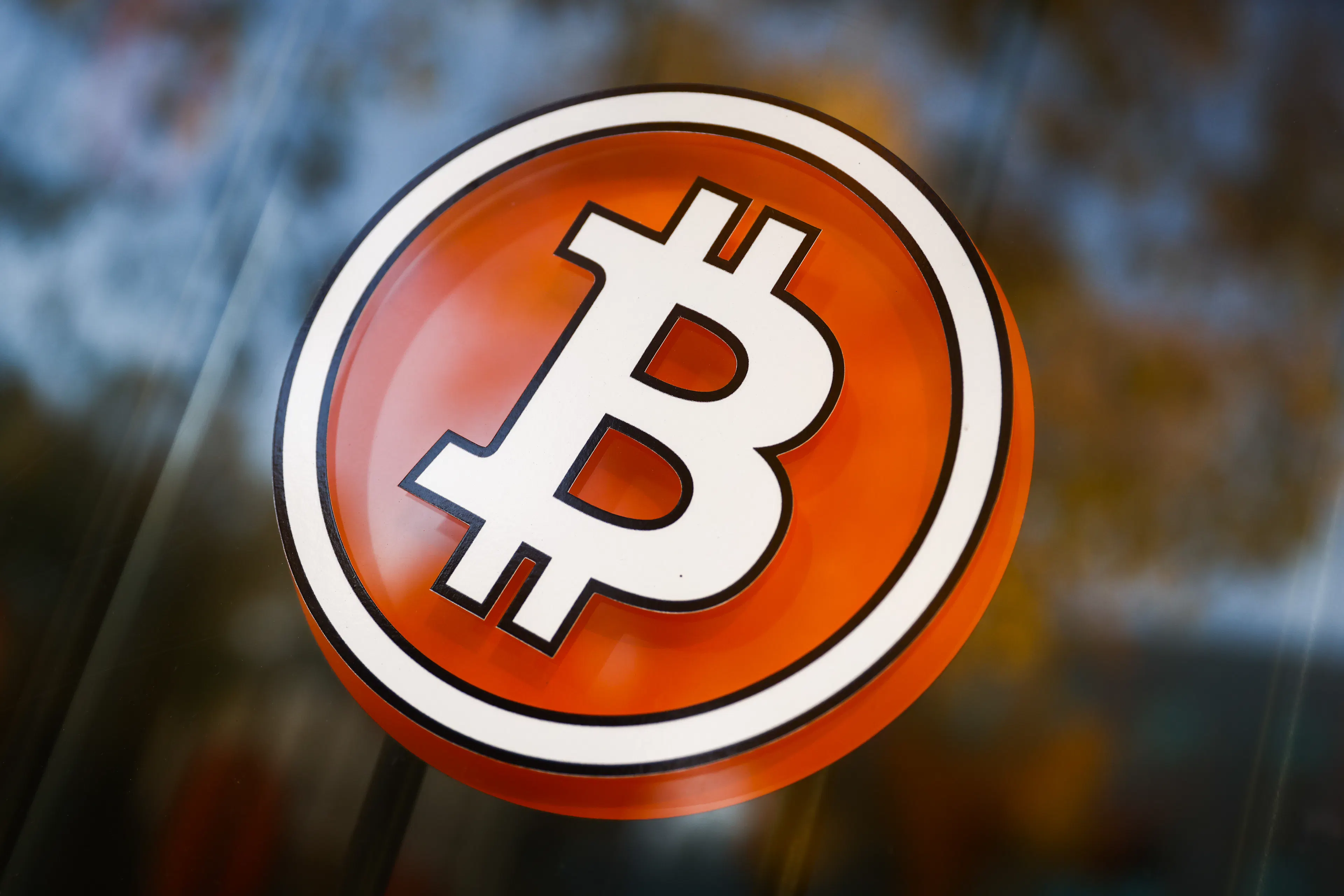 Bitcoin symbol in a window