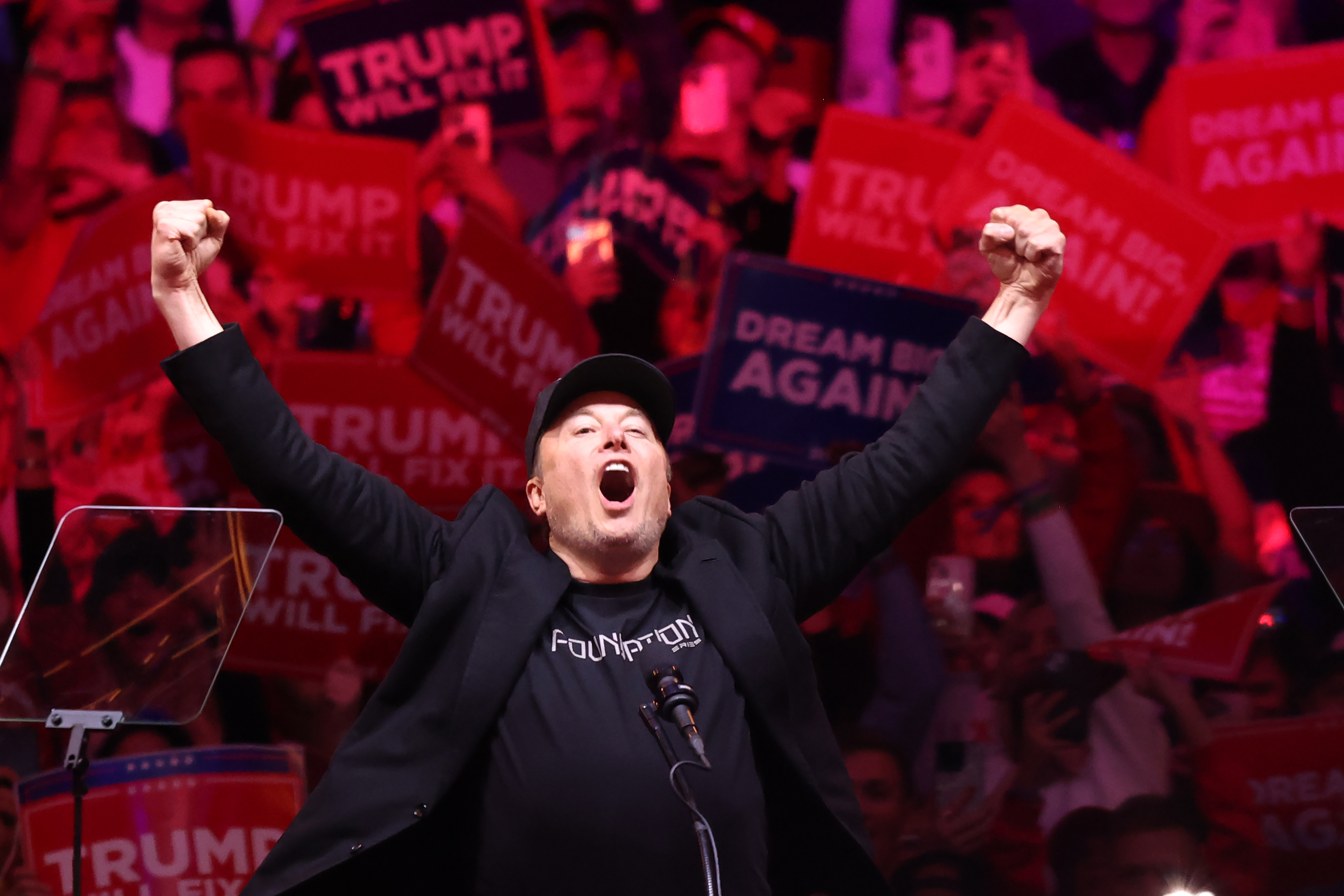 Elon Musk at Donald Trump Rally At Madison Square Garden In NYC