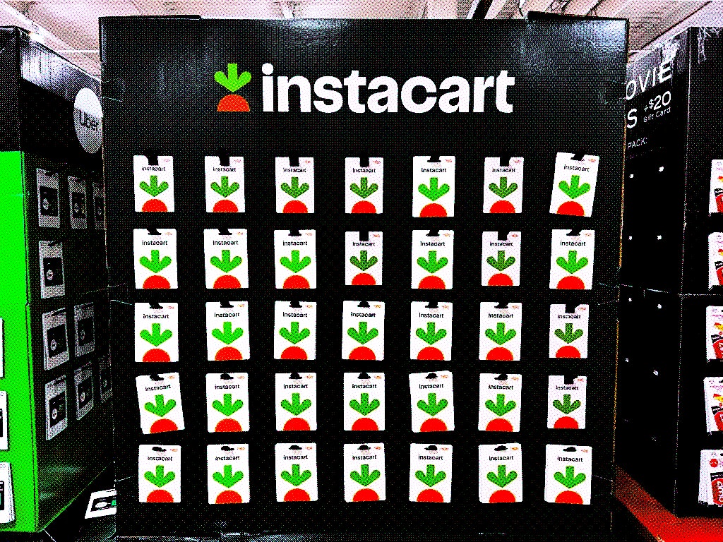 Instacart gift card display in Costco store, Queens, New York