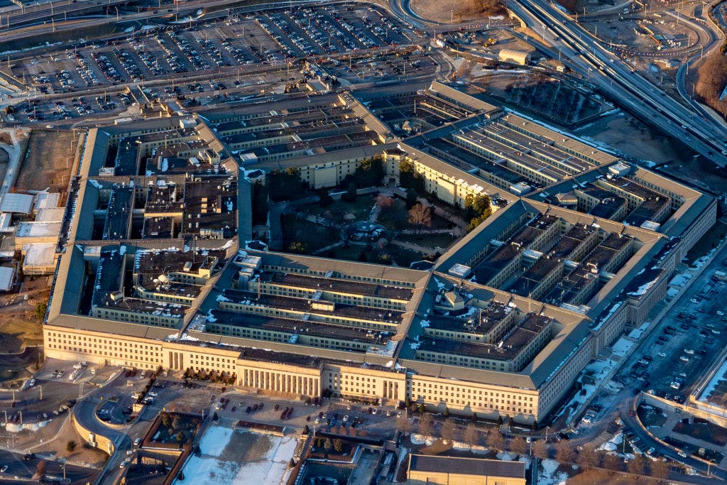 The Pentagon is seen from above...