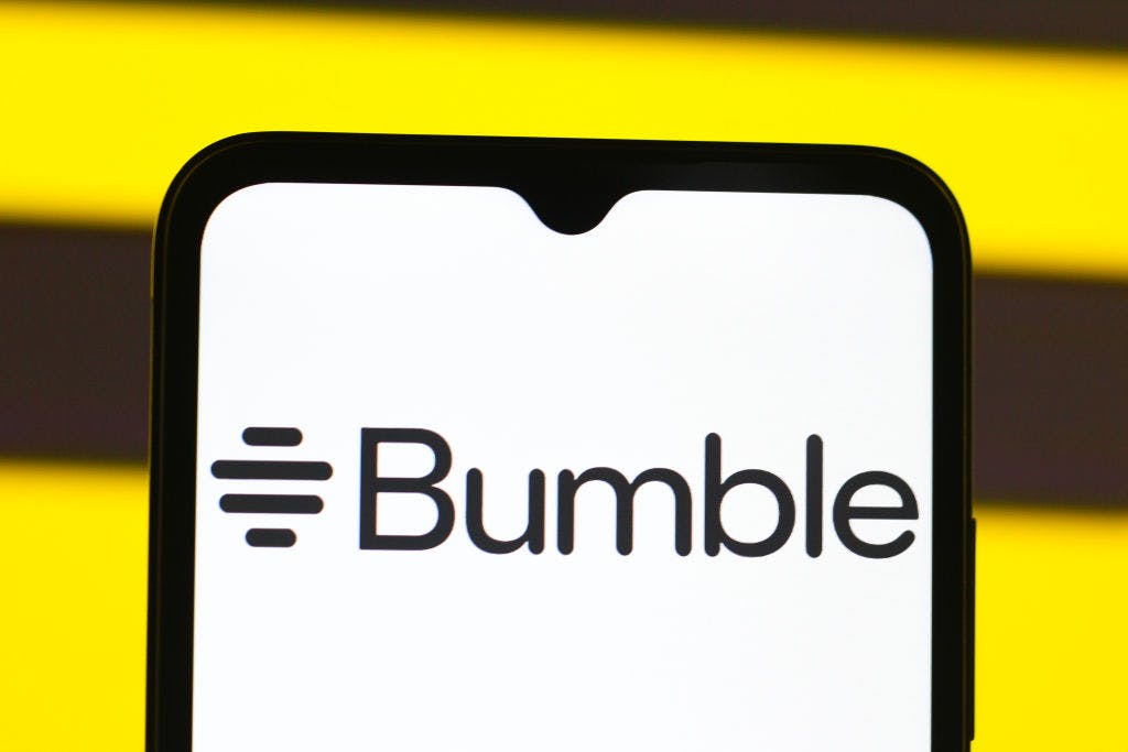 In this photo illustration, the Bumble logo is seen...