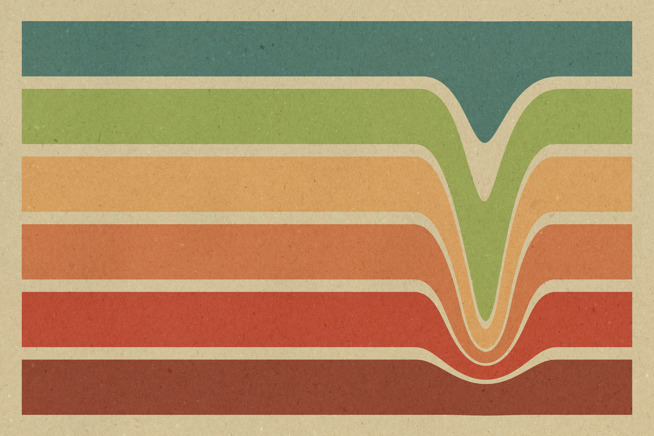 Retro abstract pattern with colorful curved stripes and rainbow palette