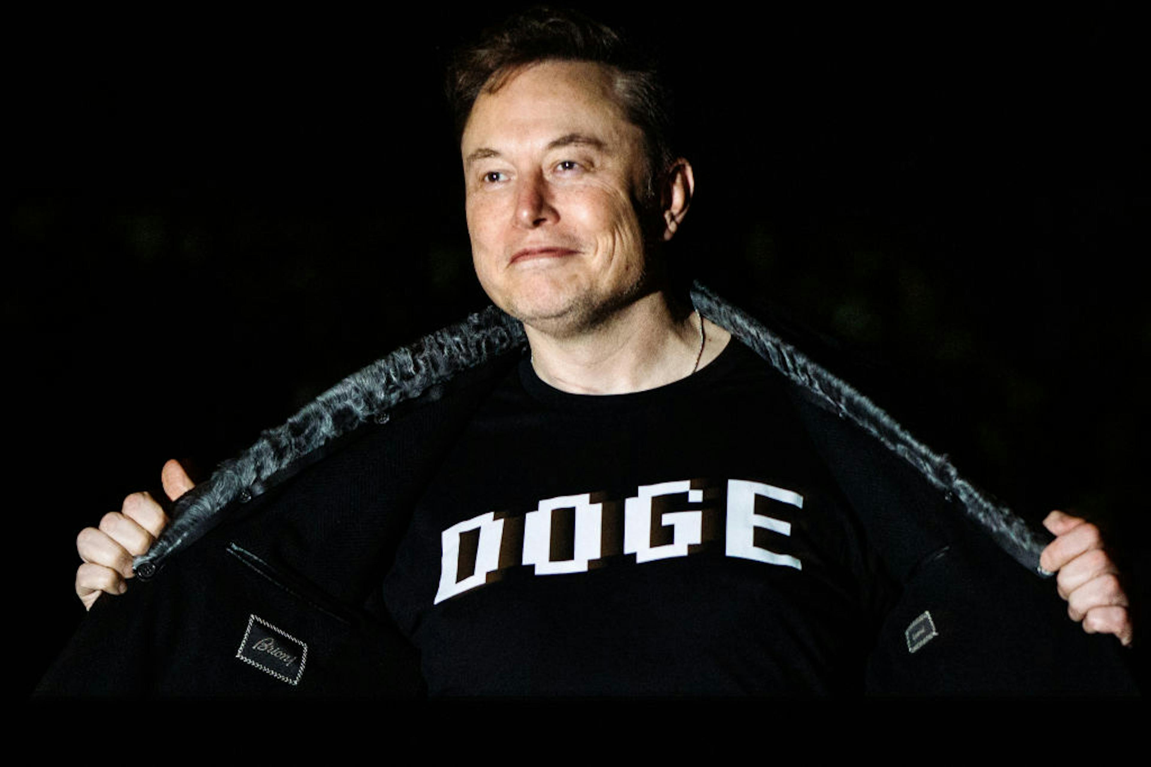 Elon Musk wearing DOGE shirt