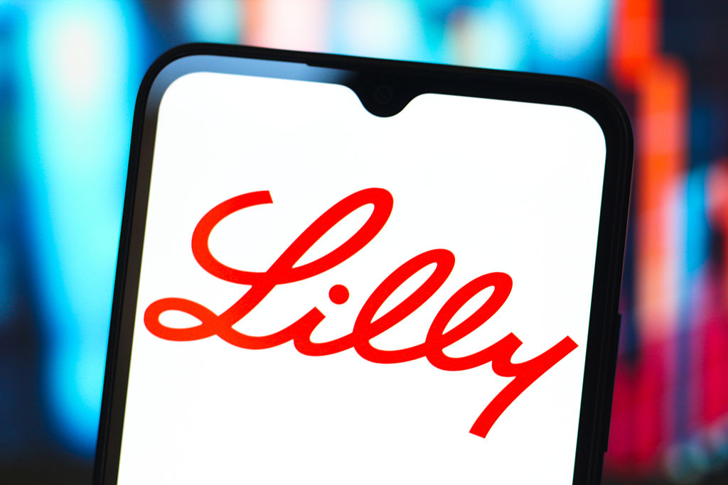 In this photo illustration, the Eli Lilly and Company logo...