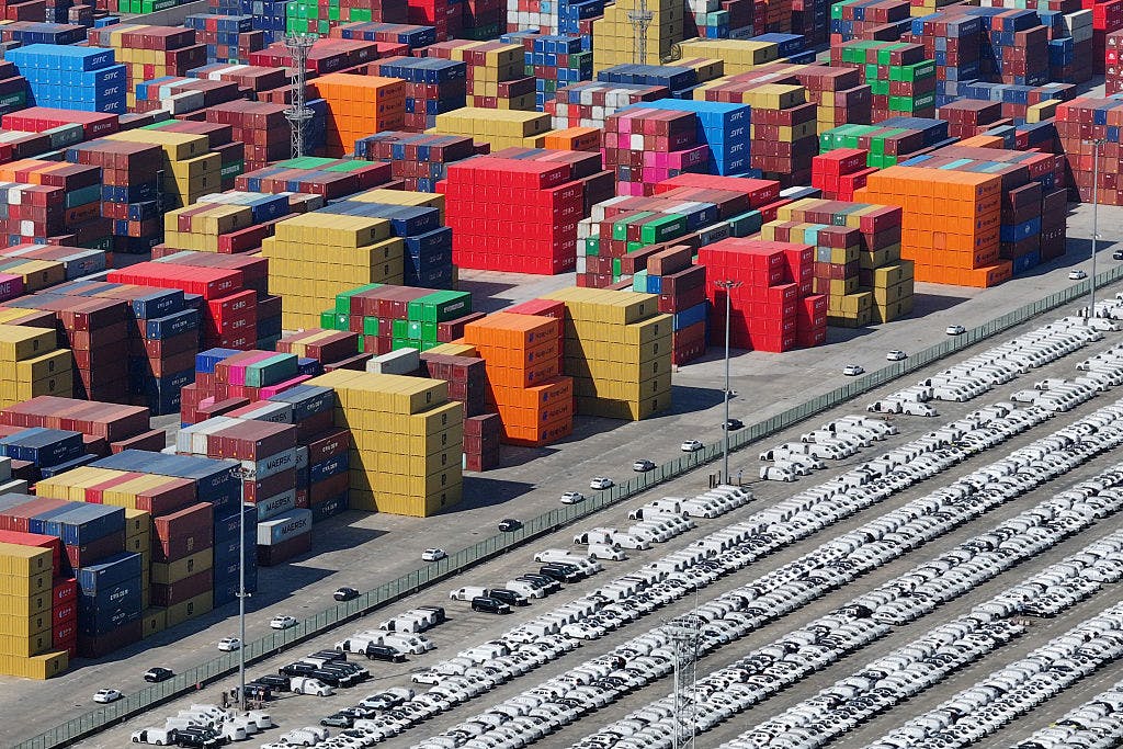 Aerial view of containers