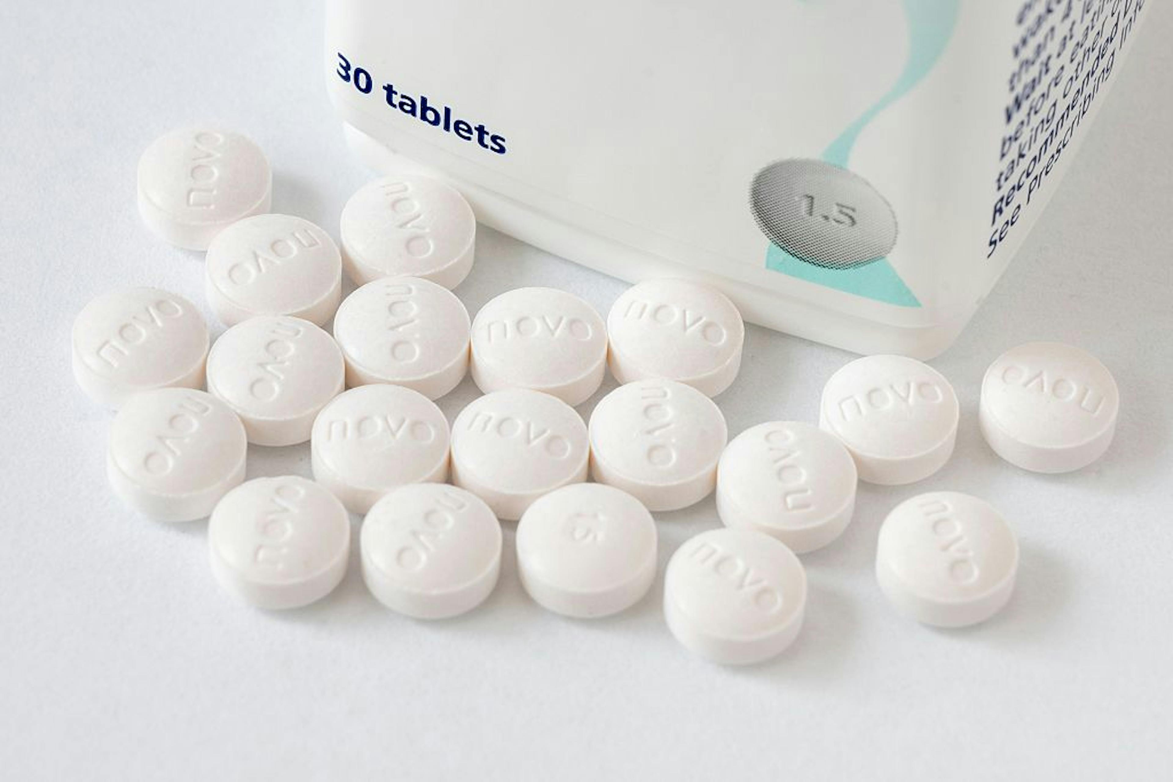 Photo Illustration of Wegovy semaglutide tablets on a white background