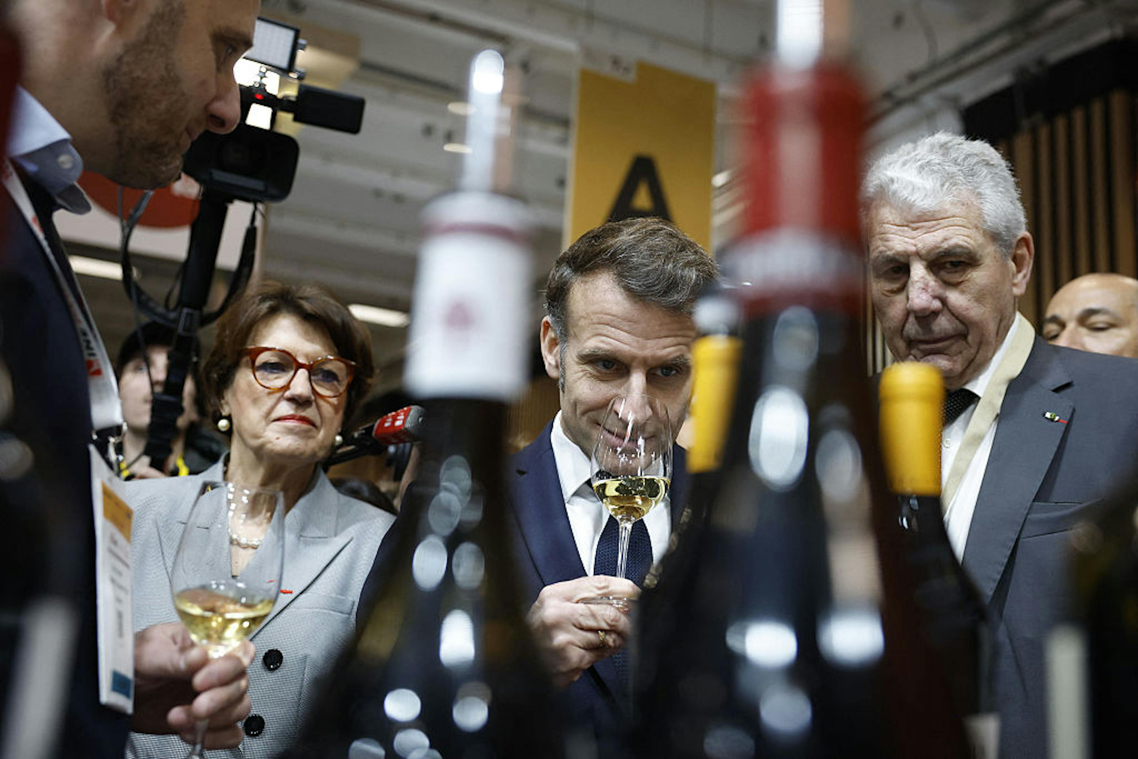 President Macron between wines