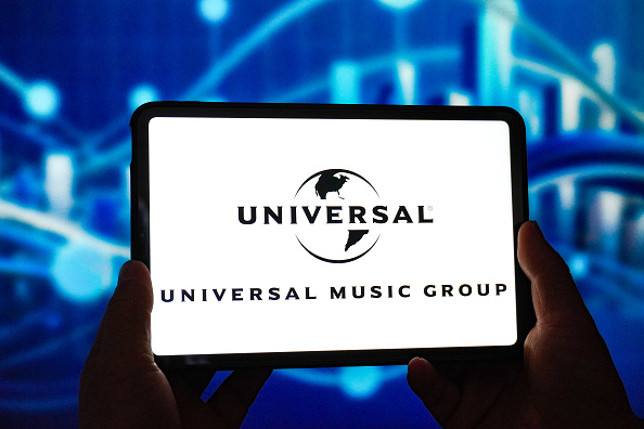 In this photo illustration, the Universal Music Group logo