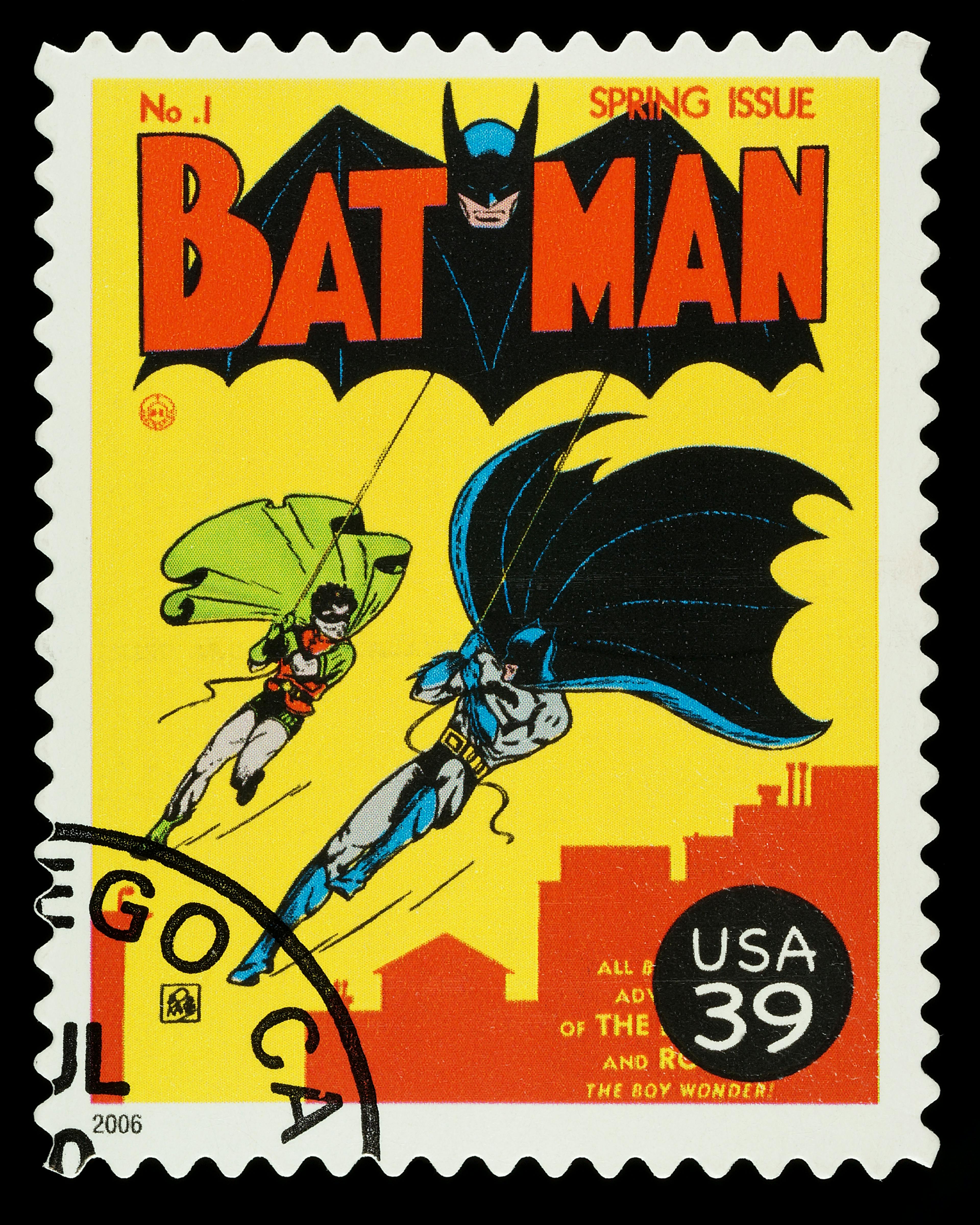 Batman and Robin Superhero Postage Stamp