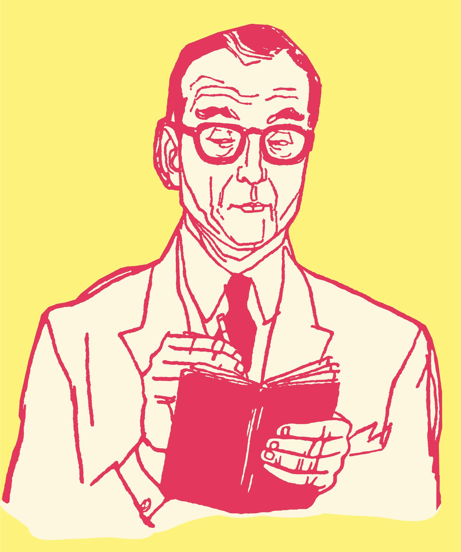 Man Writing in Little Black Book