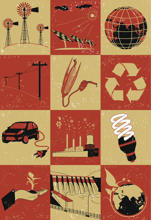 Collage of objects related to environment