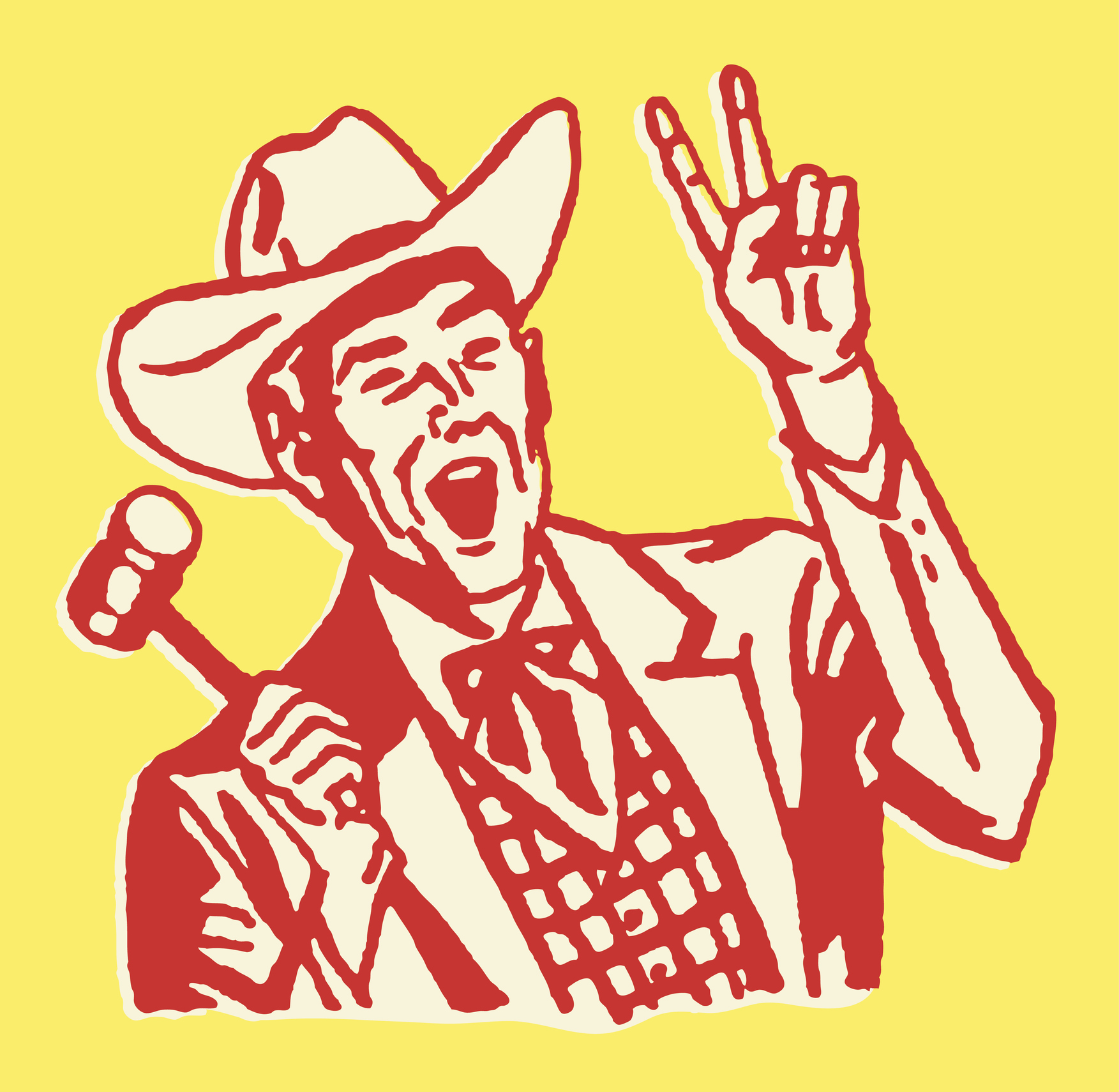 Western Auctioneer with Two Fingers up and Gavel in Hand