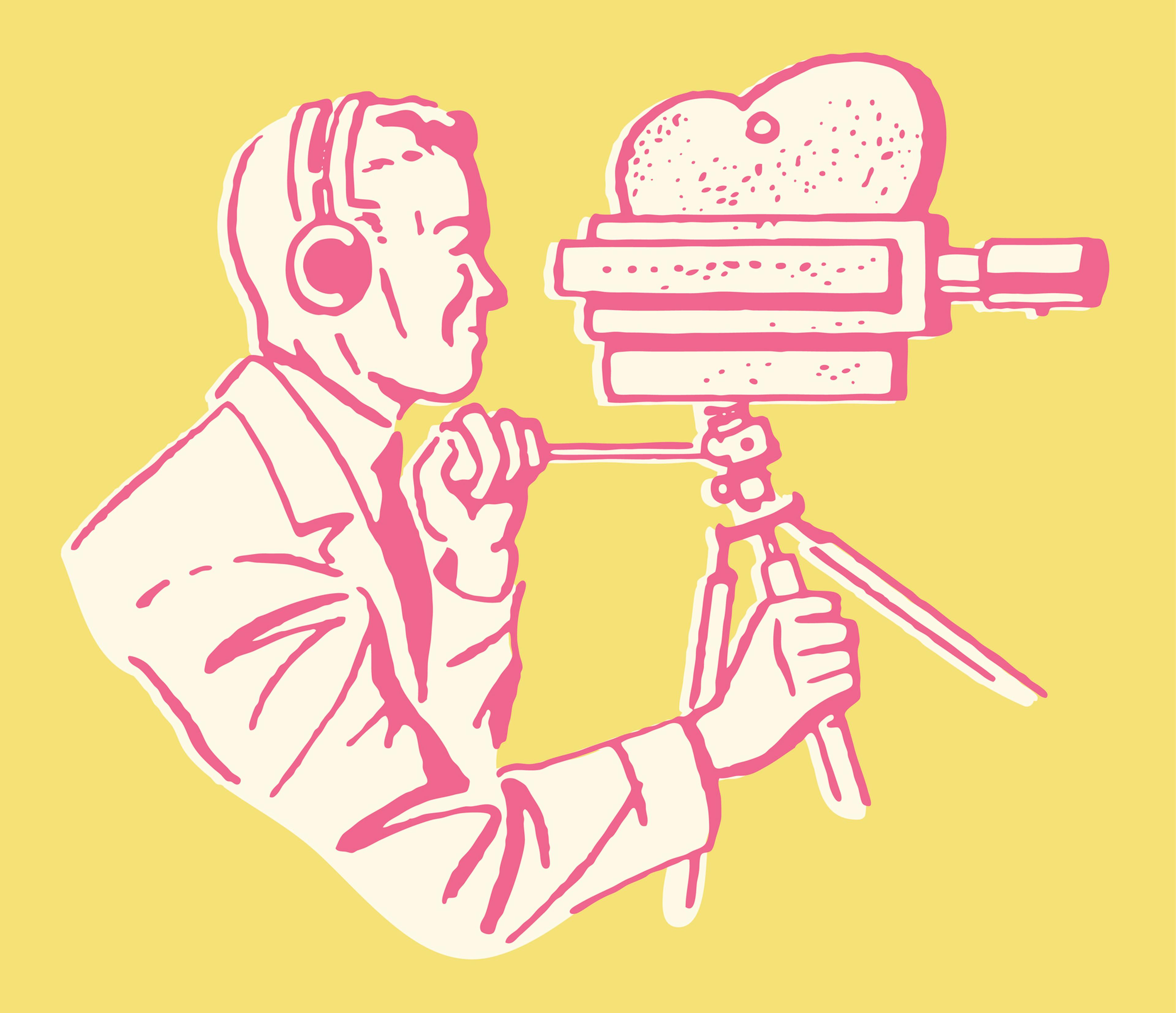 Man Operating Movie Camera