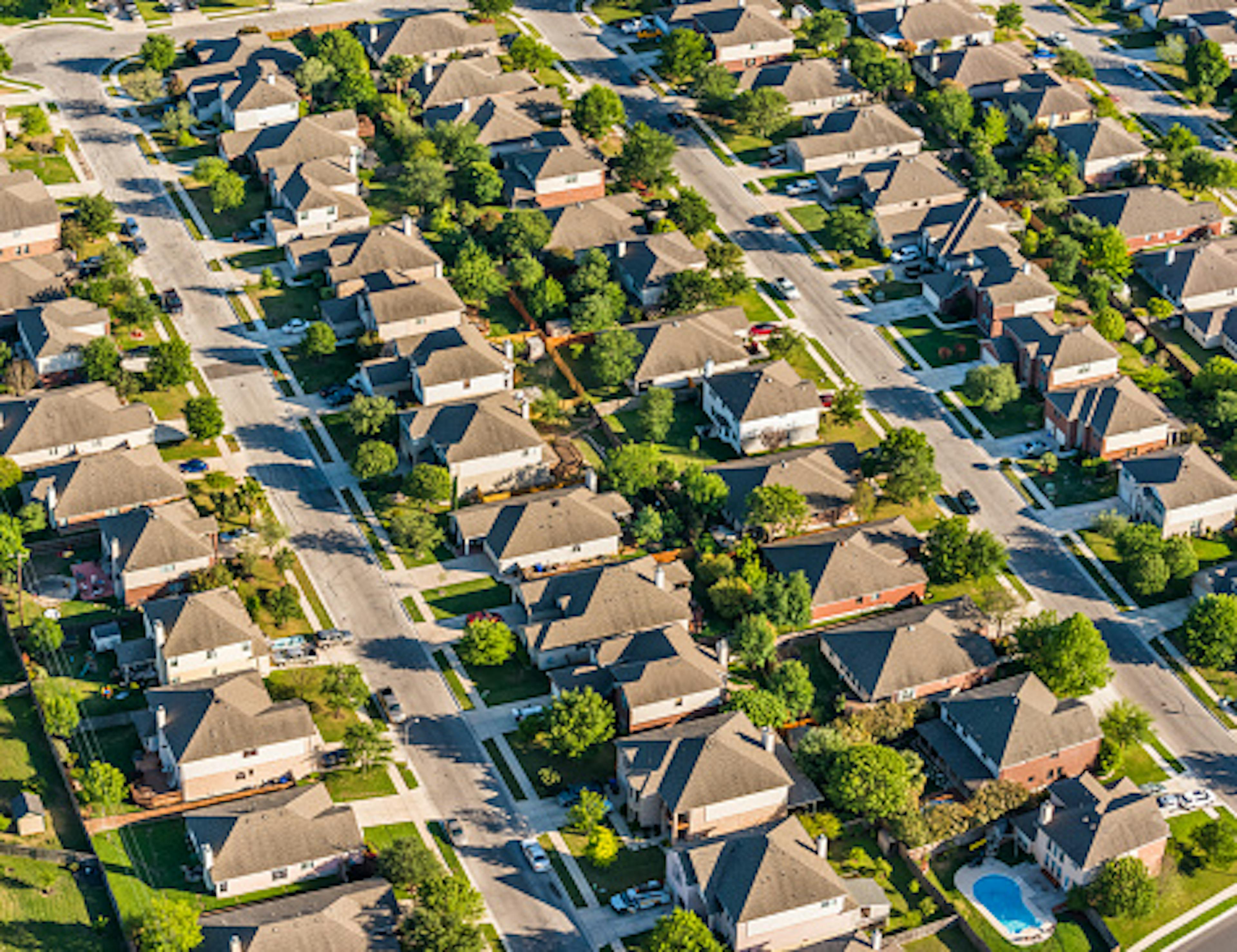 San AntonioTexas suburban housing development neighborhood - aerial view