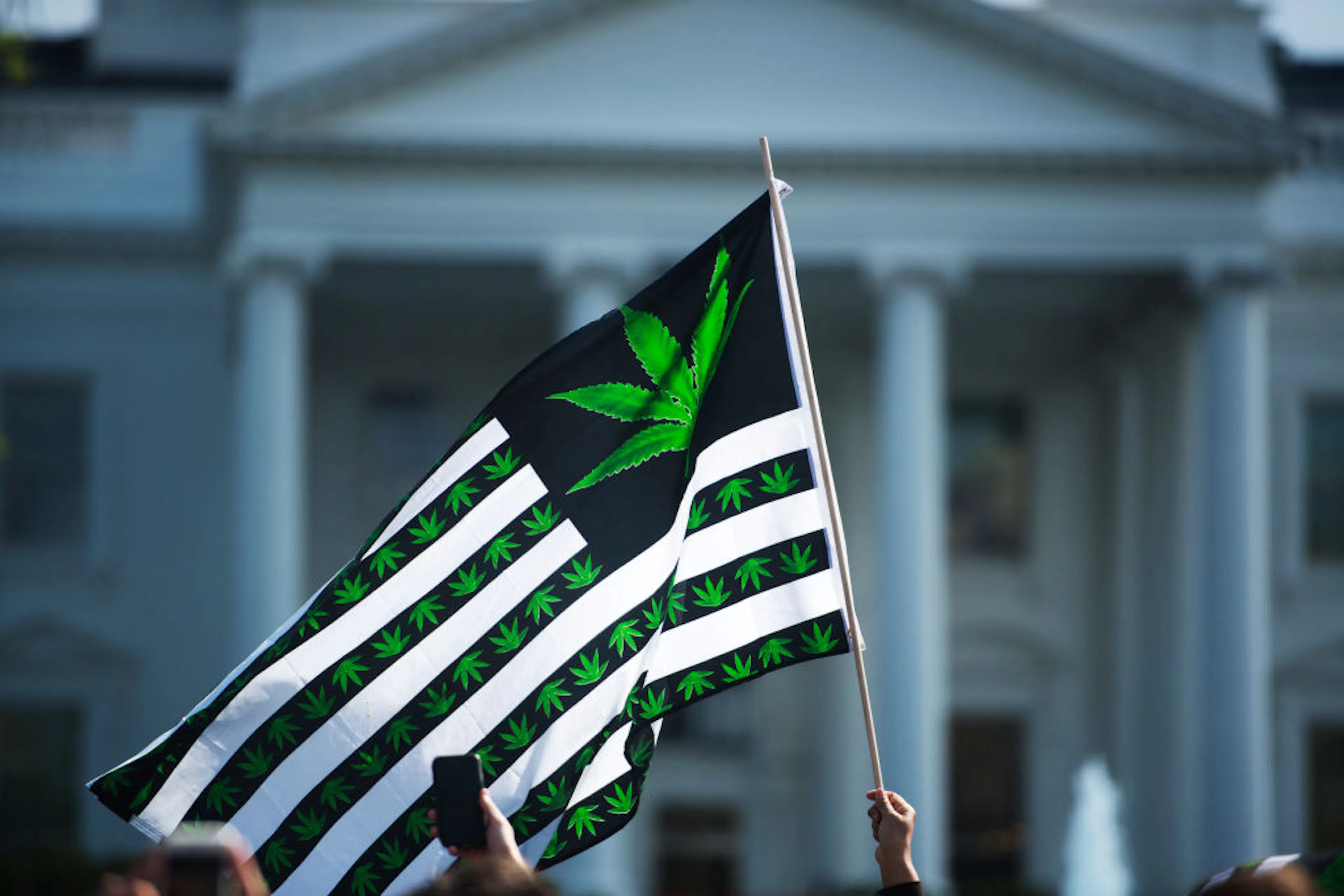 Hundreds of advocates for marijuana legalization rally and  smoke pot outside the White House.