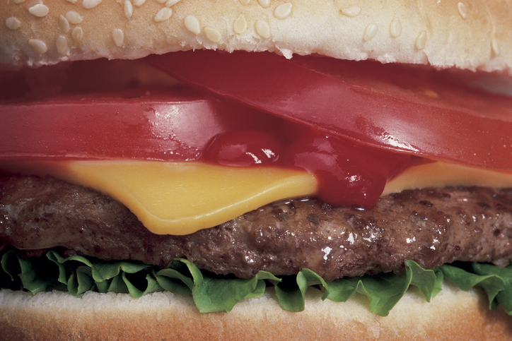 Close-up of cheeseburger