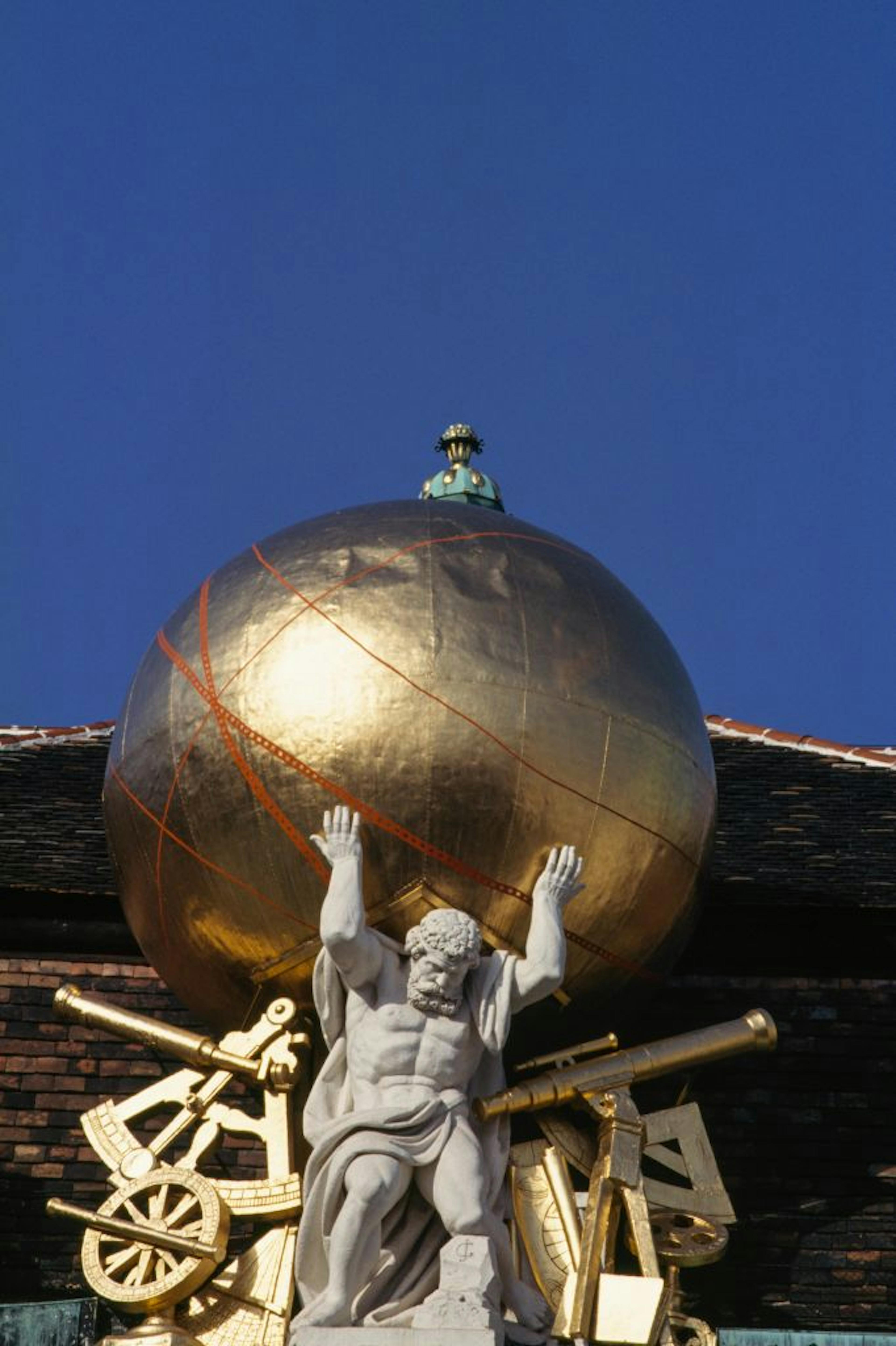 Statue depicting Atlas, facade, Josefsplatz square