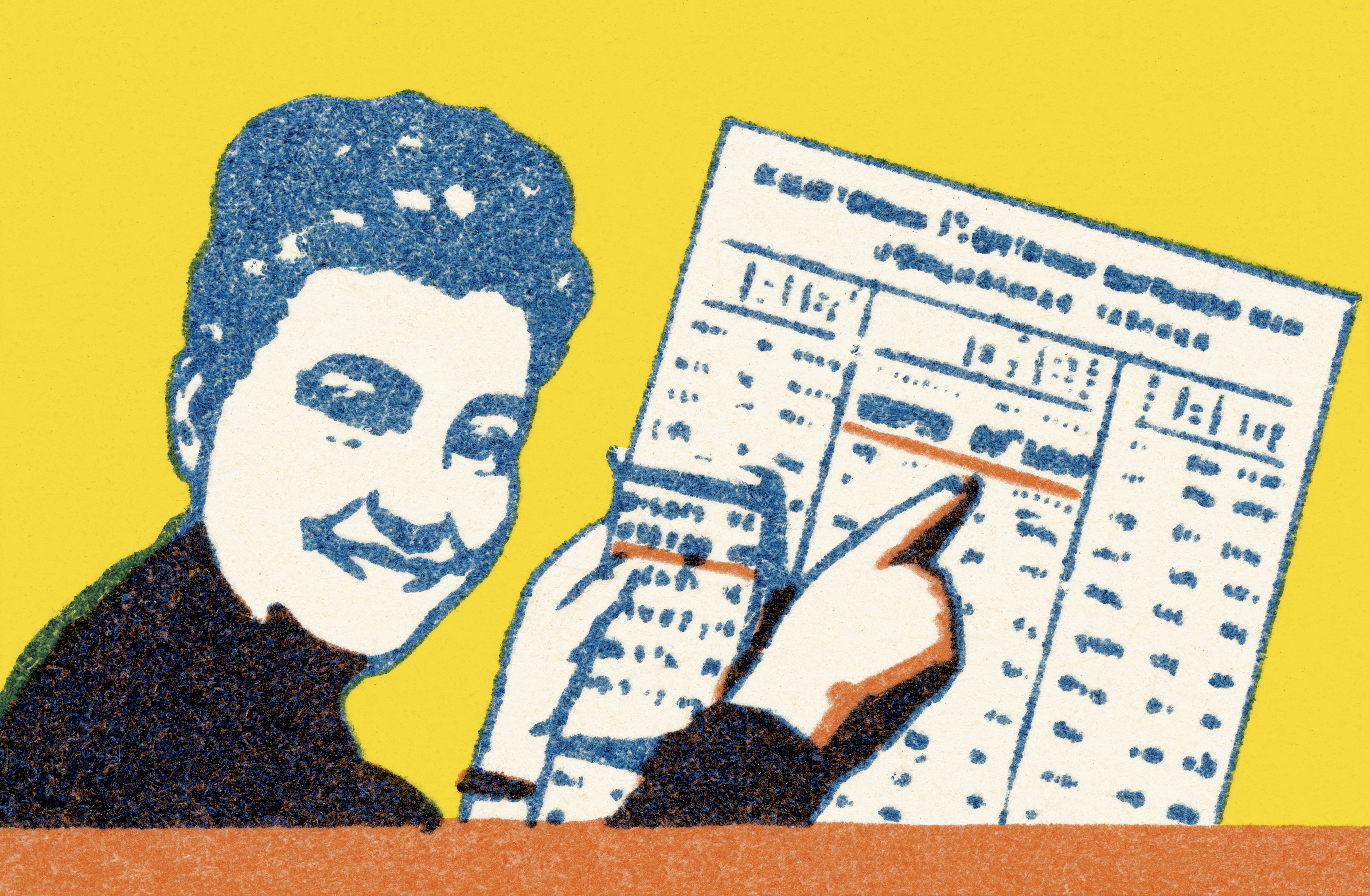 Woman with newspaper