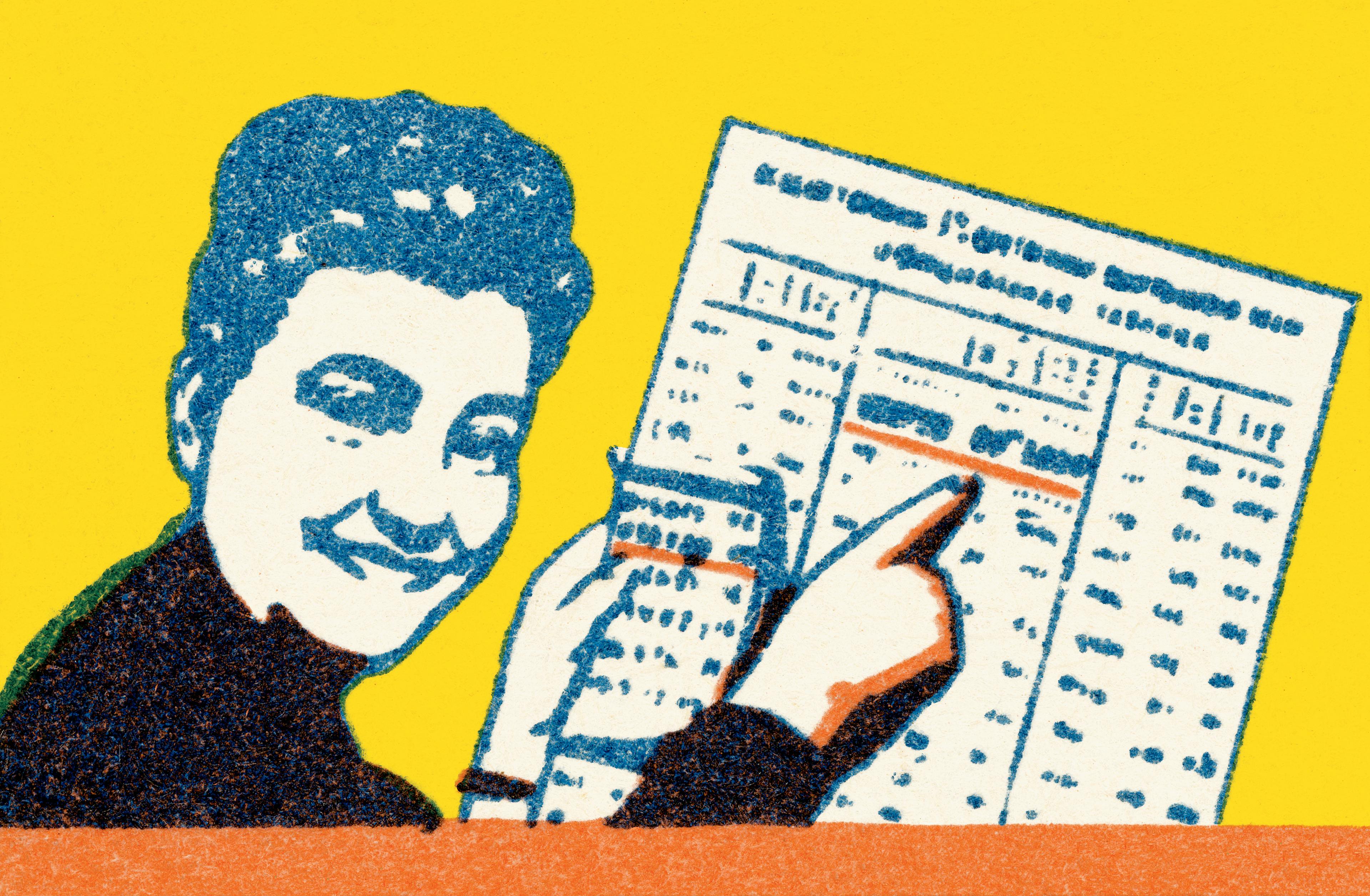 Woman with newspaper