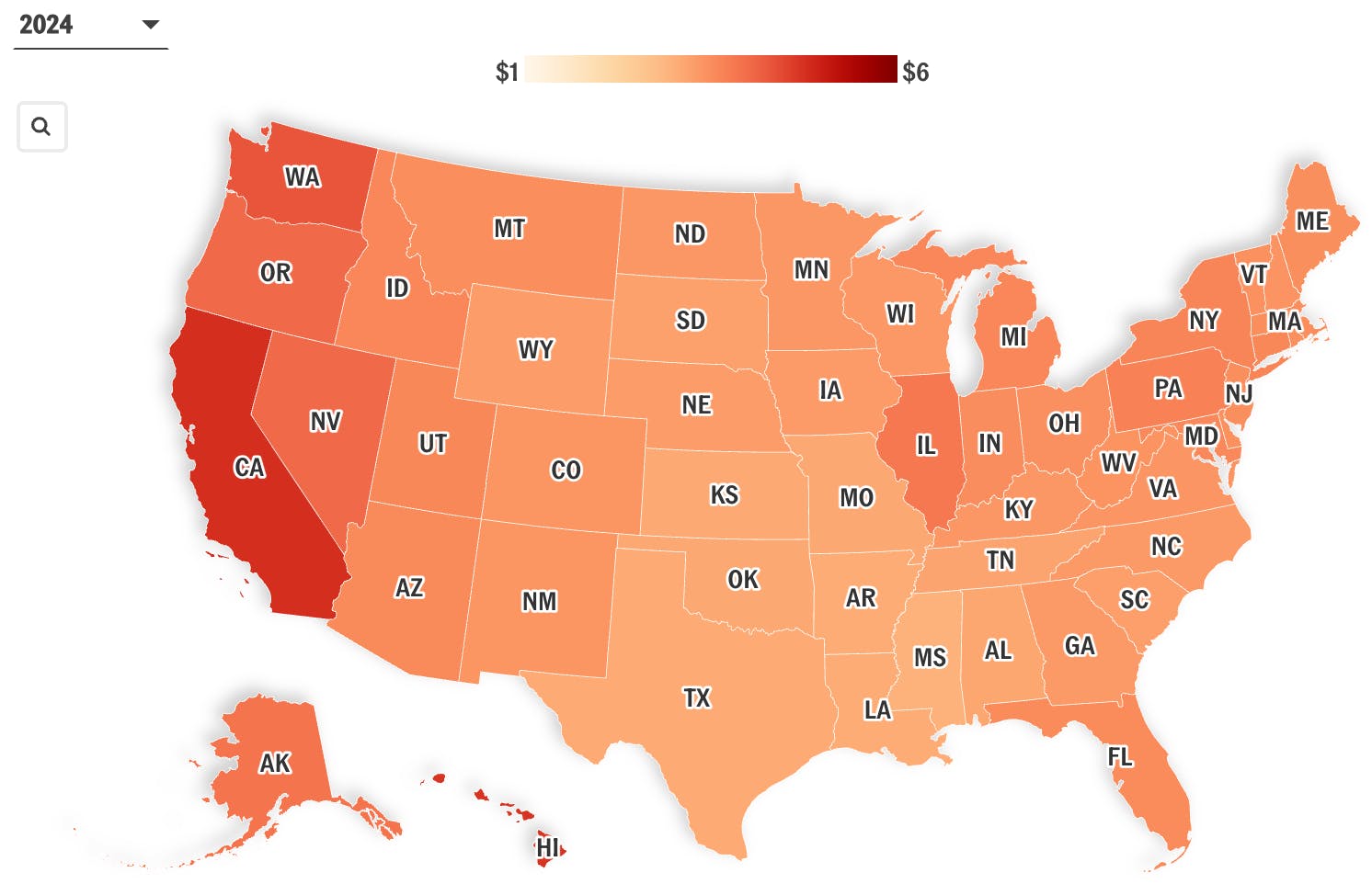 Which states had the highest gas prices this July 4th? thumbnail