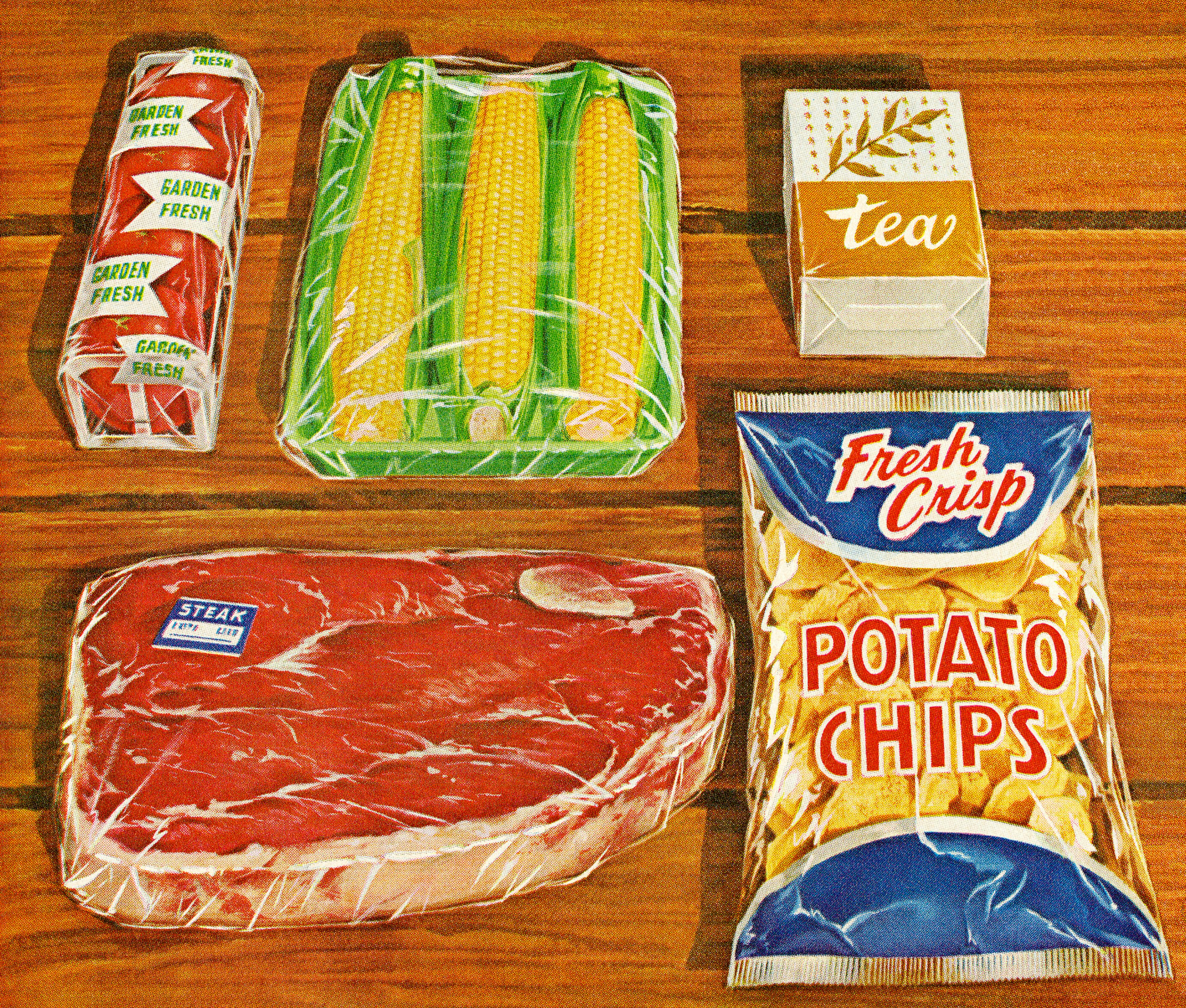 Ingredients for a Steak Dinner - stock illustration