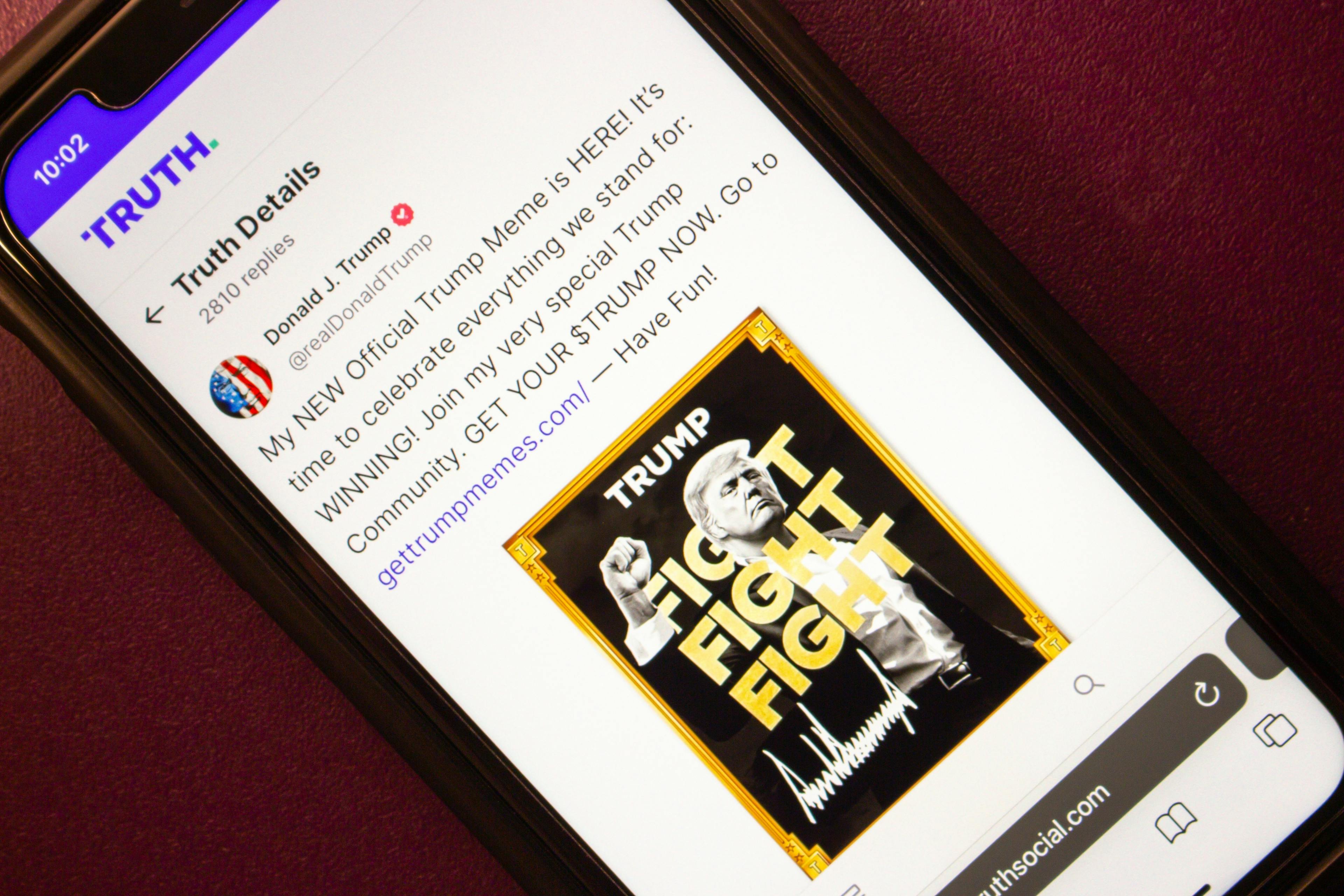 Trump coin post on Truth Social