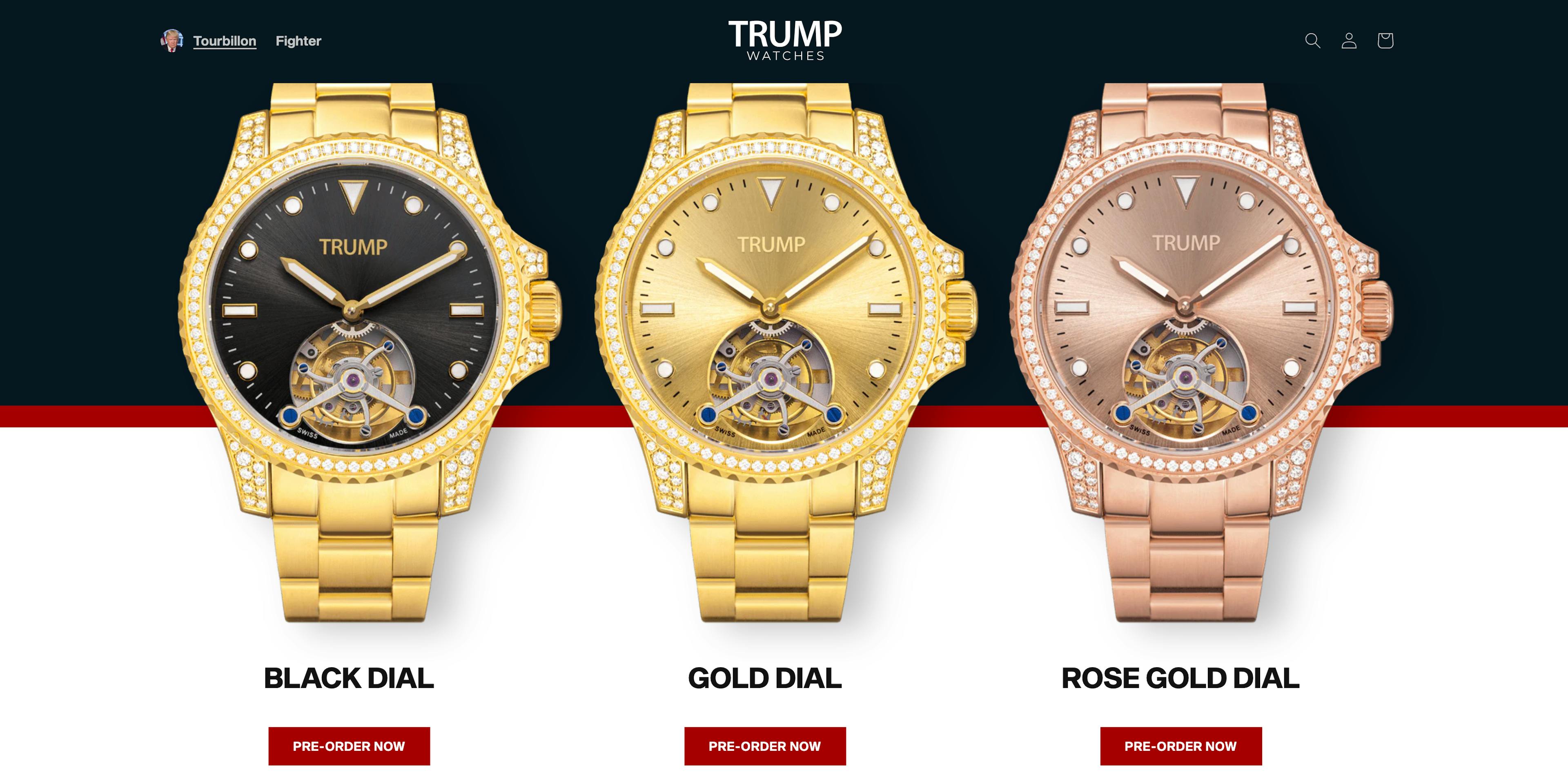 three gold watches