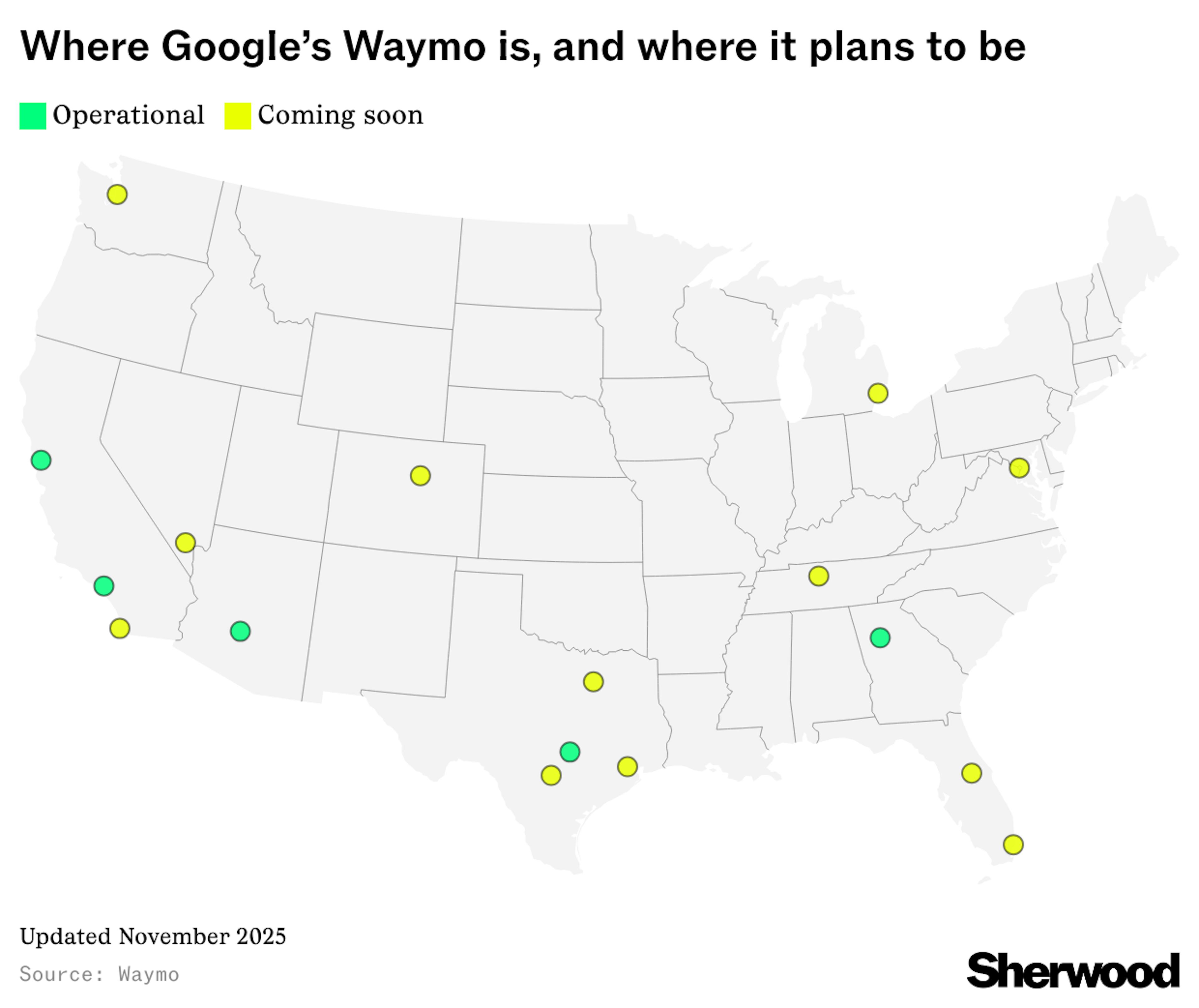 Where Google's Waymo is, and where it plans to be